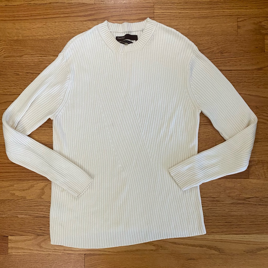 Perry Ellis Sweater Women’s Xl Cream Ribbed Anniversary Collection Crew Neck